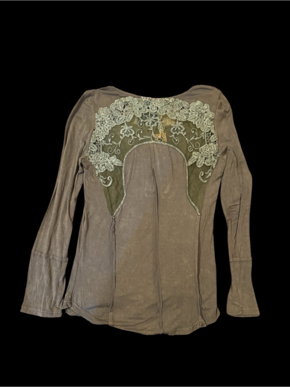 POL Olive Green Lace Back Henley Top Small NWT Boho Boutique Free People Style - Picture 3 of 6